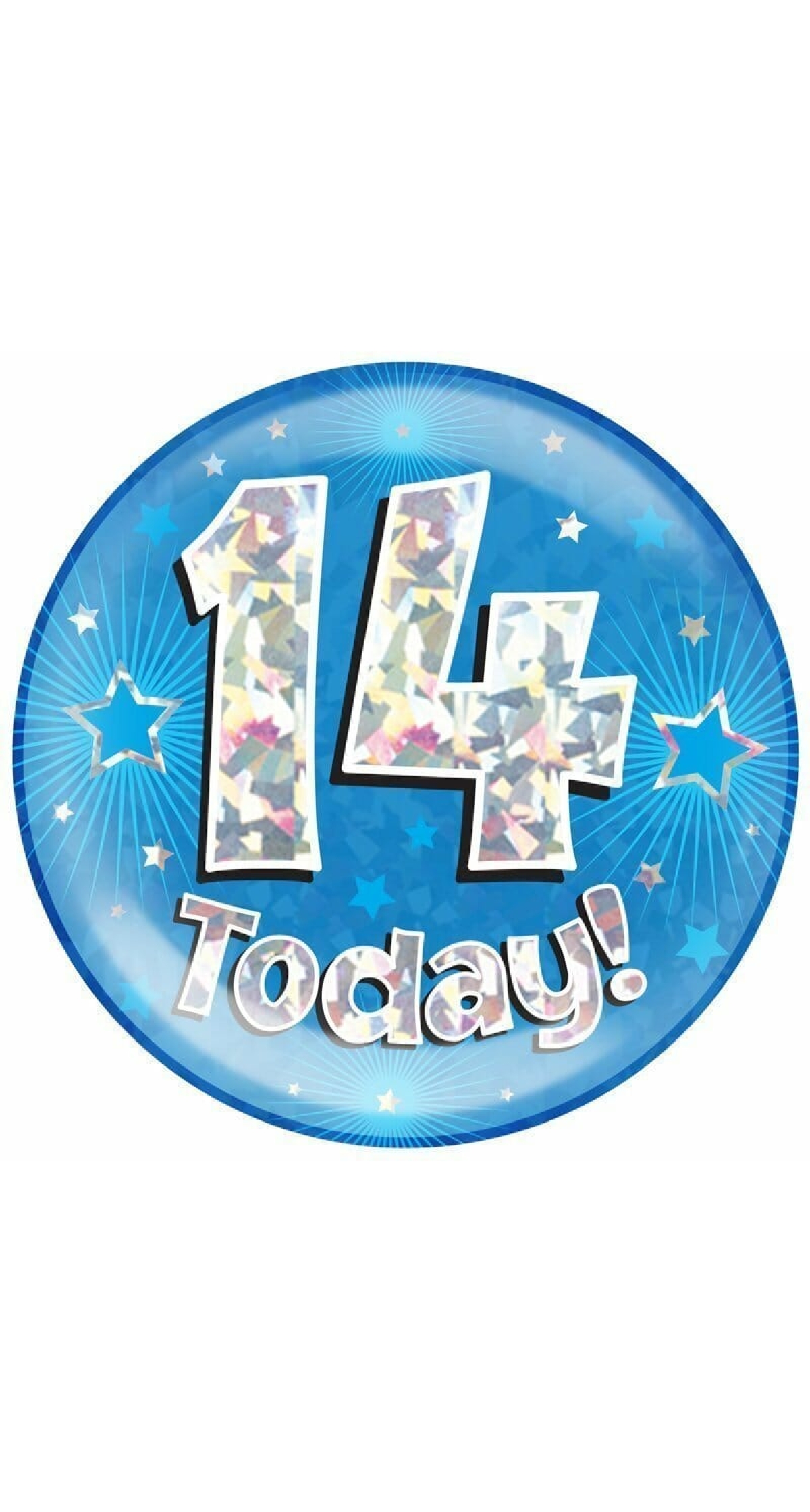 Jumbo Badge -  14 Today Holographic Oaktree Blue - 15cm