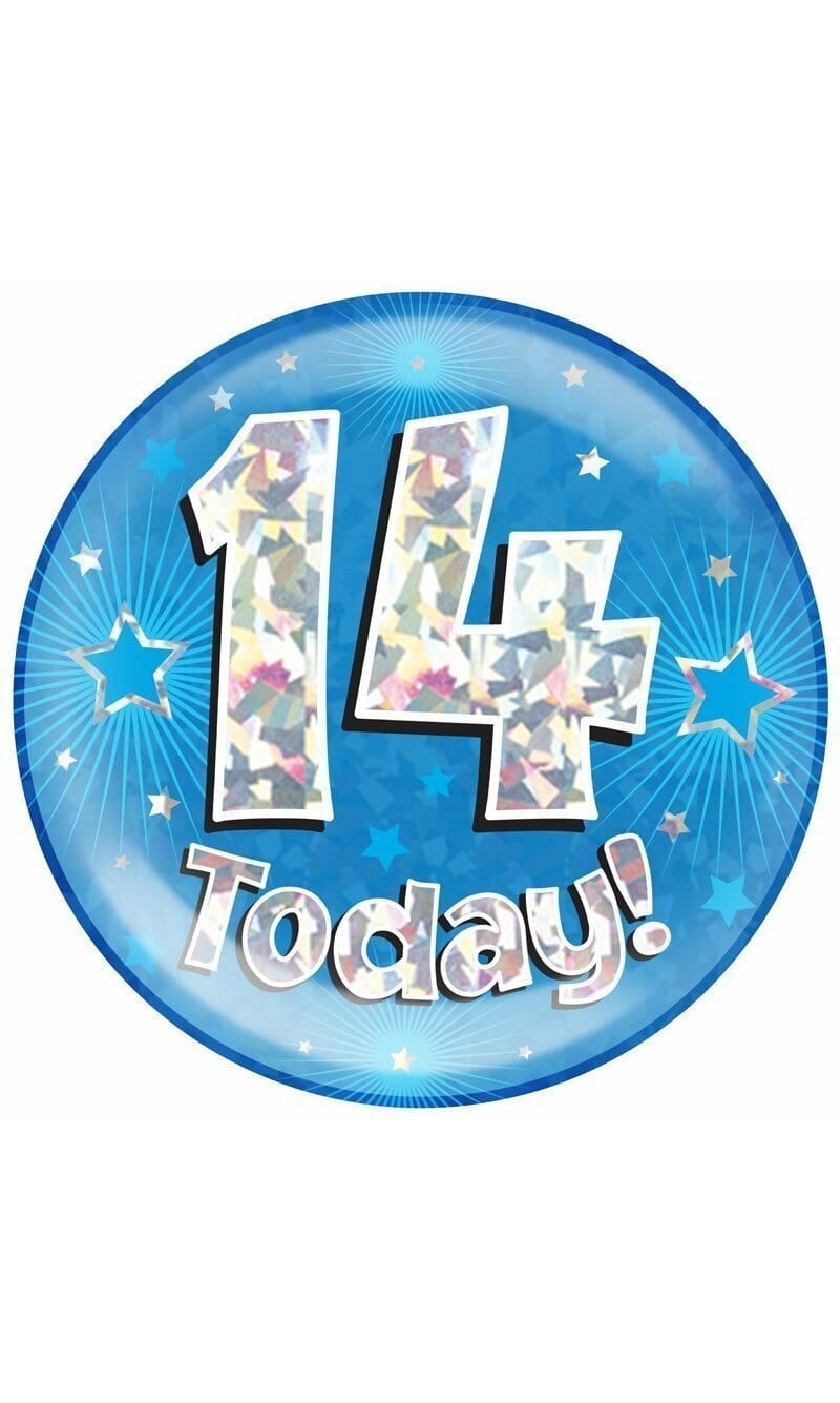 Jumbo Badge -  14 Today Holographic Oaktree Blue - 15cm