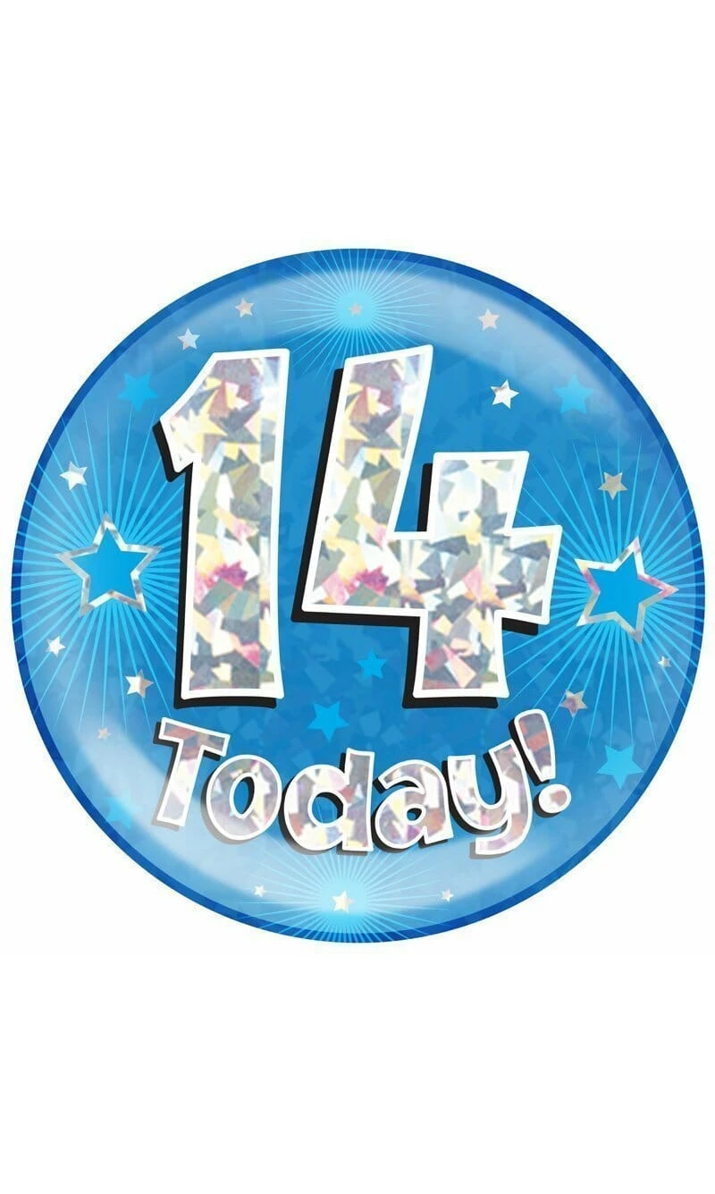 Jumbo Badge -  14 Today Holographic Oaktree Blue - 15cm