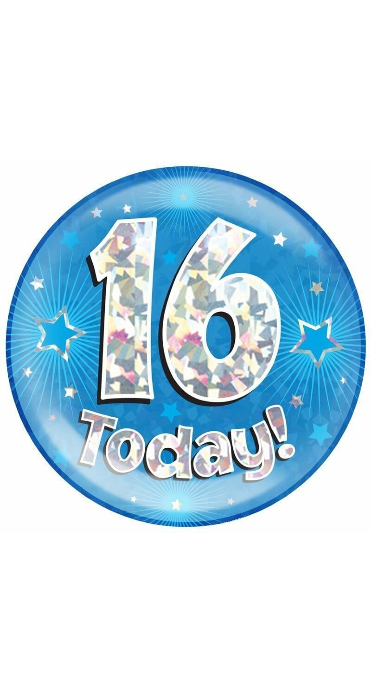Jumbo Badge -  16 Today Holographic Oaktree Blue - 15cm
