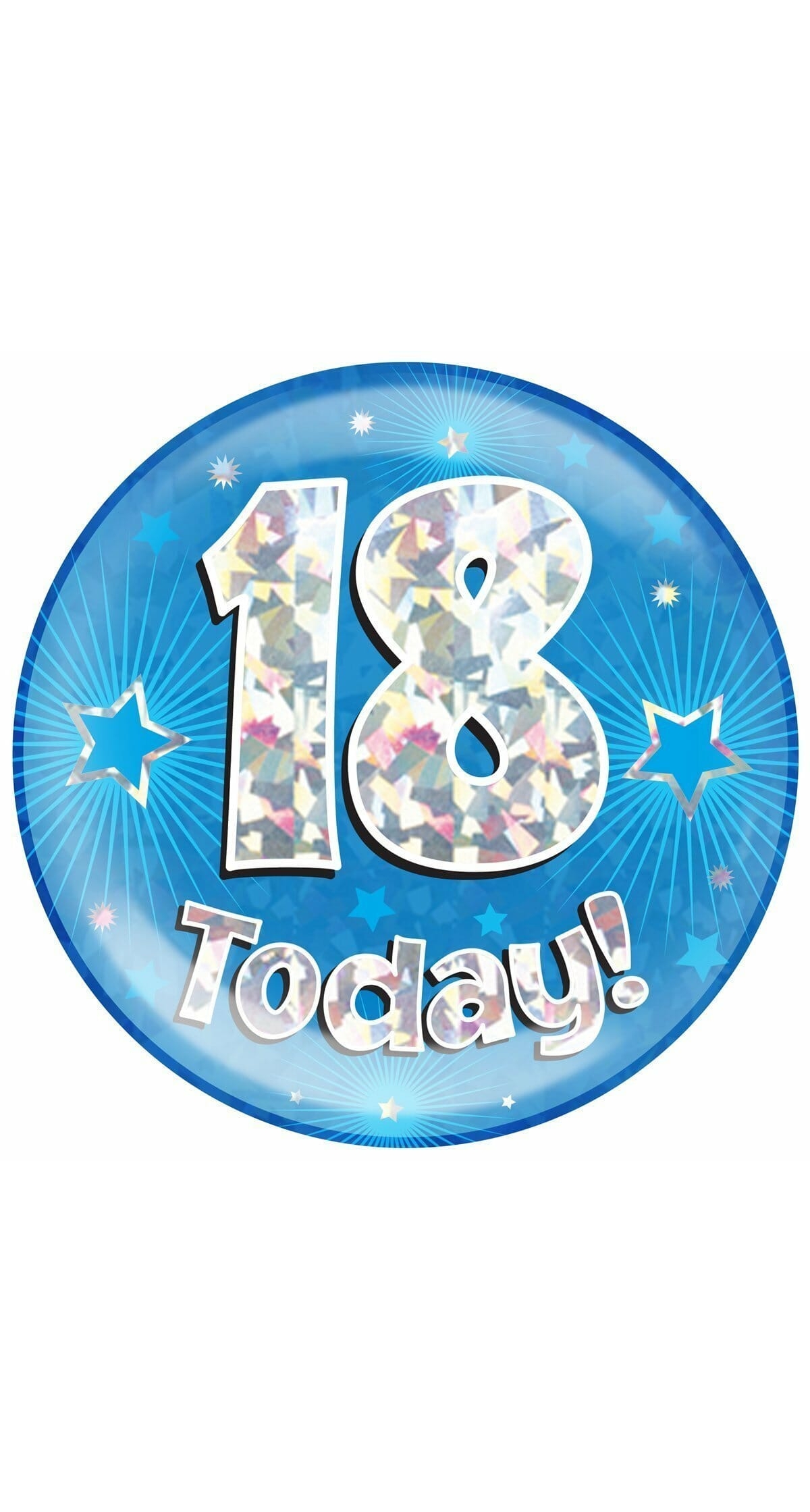 Jumbo Badge - 18 Today Holographic Blue - 15cm
