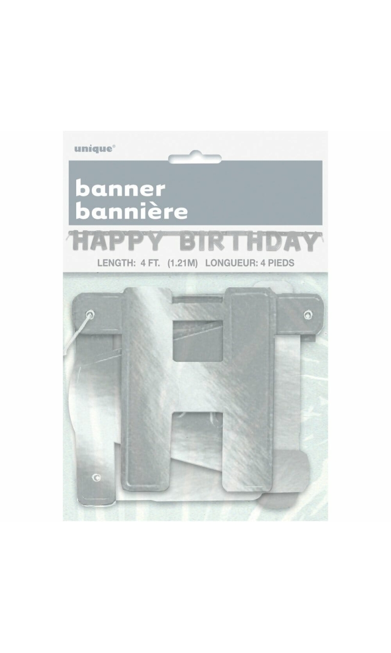 Happy Birthday Silver Deluxe Jointed Banner