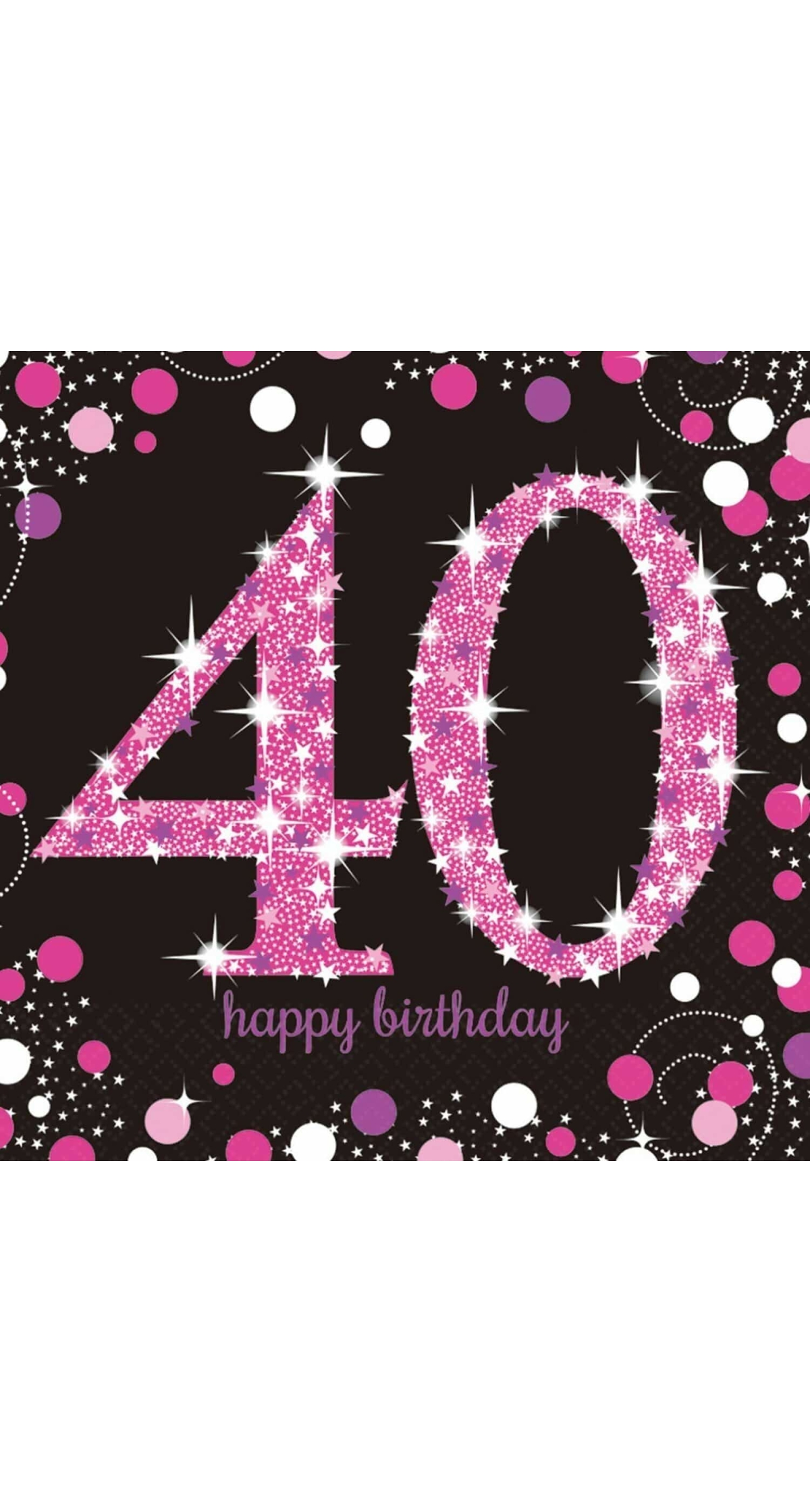 40th Pink Sparkling Celebration Napkins 33cm x 33cm - 16pk