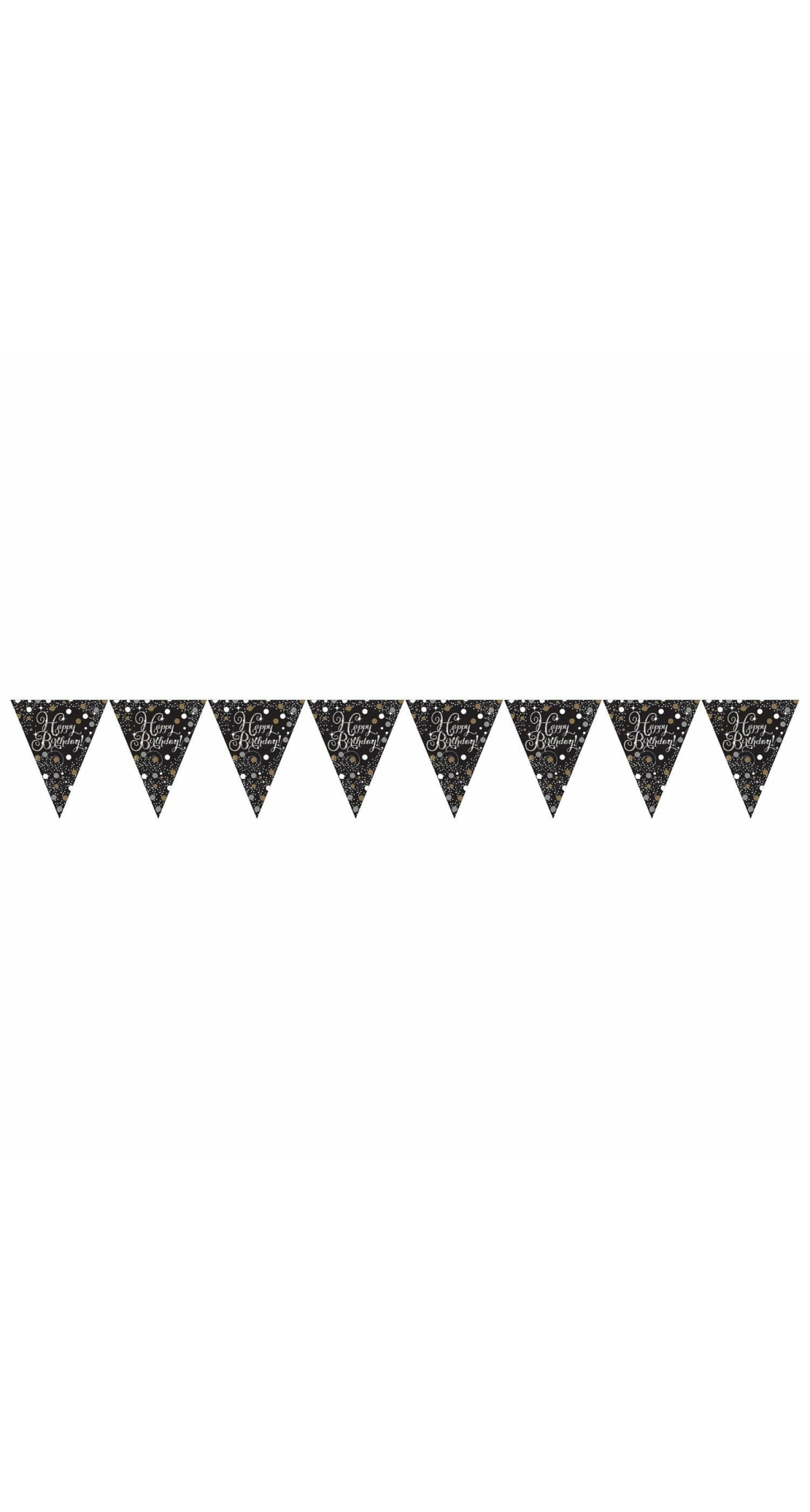Happy Birthday Gold Sparkling Celebration Plastic Flag Banner - 3.96m