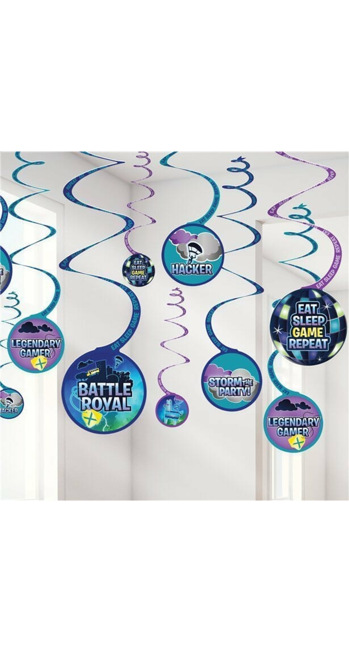 Fortnite Battle Royal Paper Swirls Decorations - 12pk