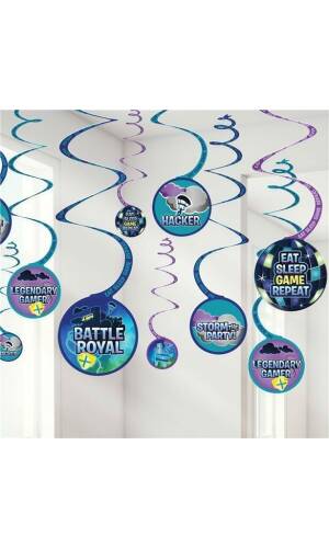 Fortnite Battle Royal Paper Swirls Decorations - 12pk