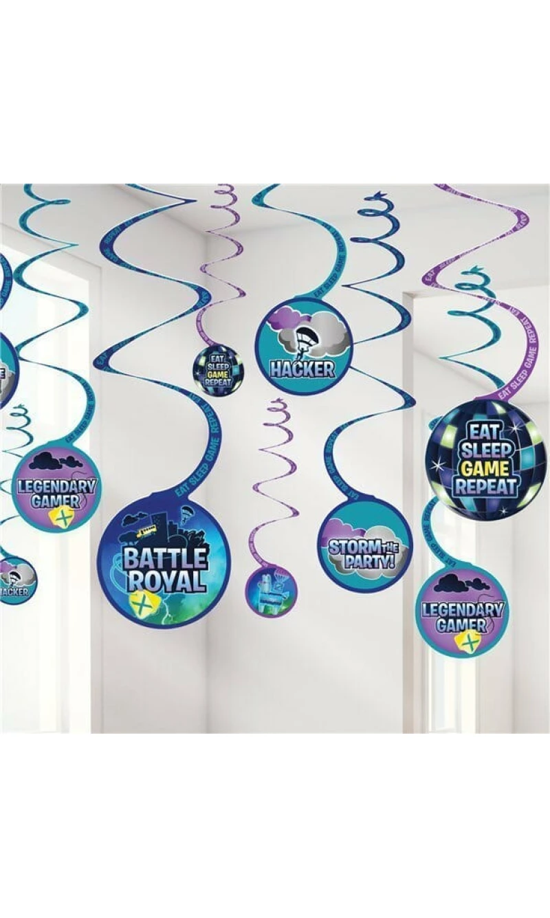 Fortnite Battle Royal Paper Swirls Decorations - 12pk