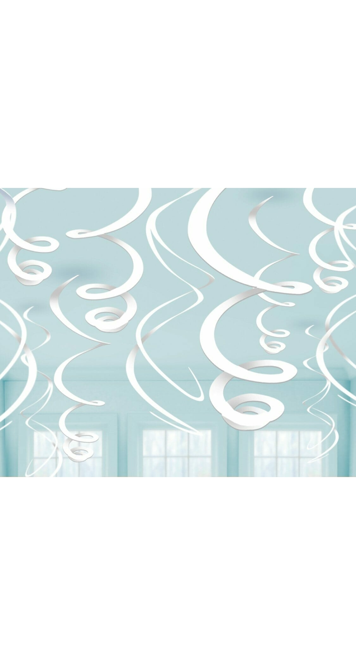 White Hanging Swirls Decoration 55cm - 12pk