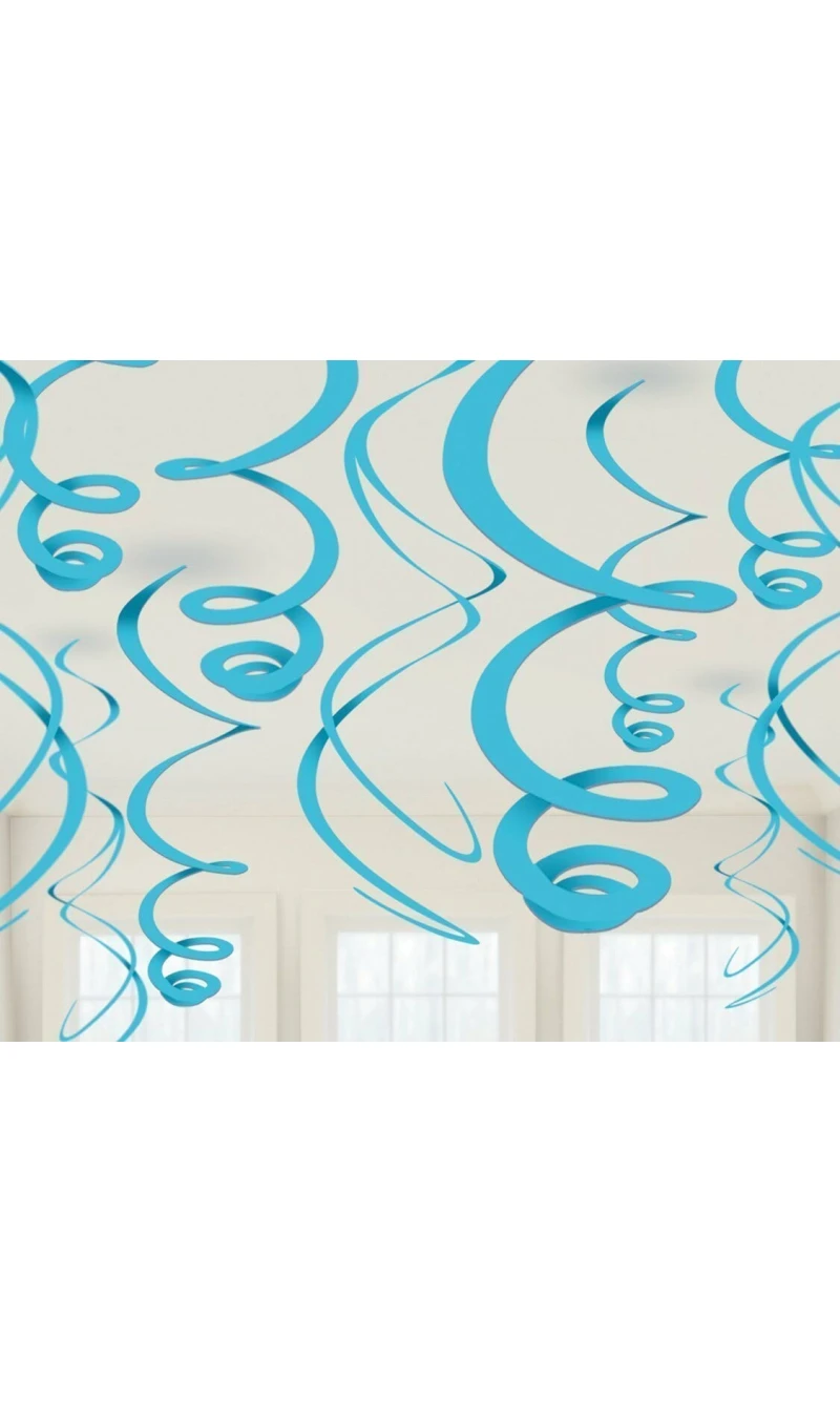 Turquoise Hanging Swirls Decoration 55cm - 12pk