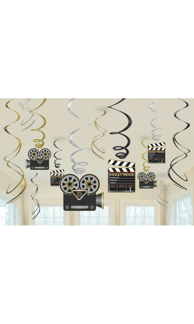 Hollywood Foil Swirl Decorations - 12pk