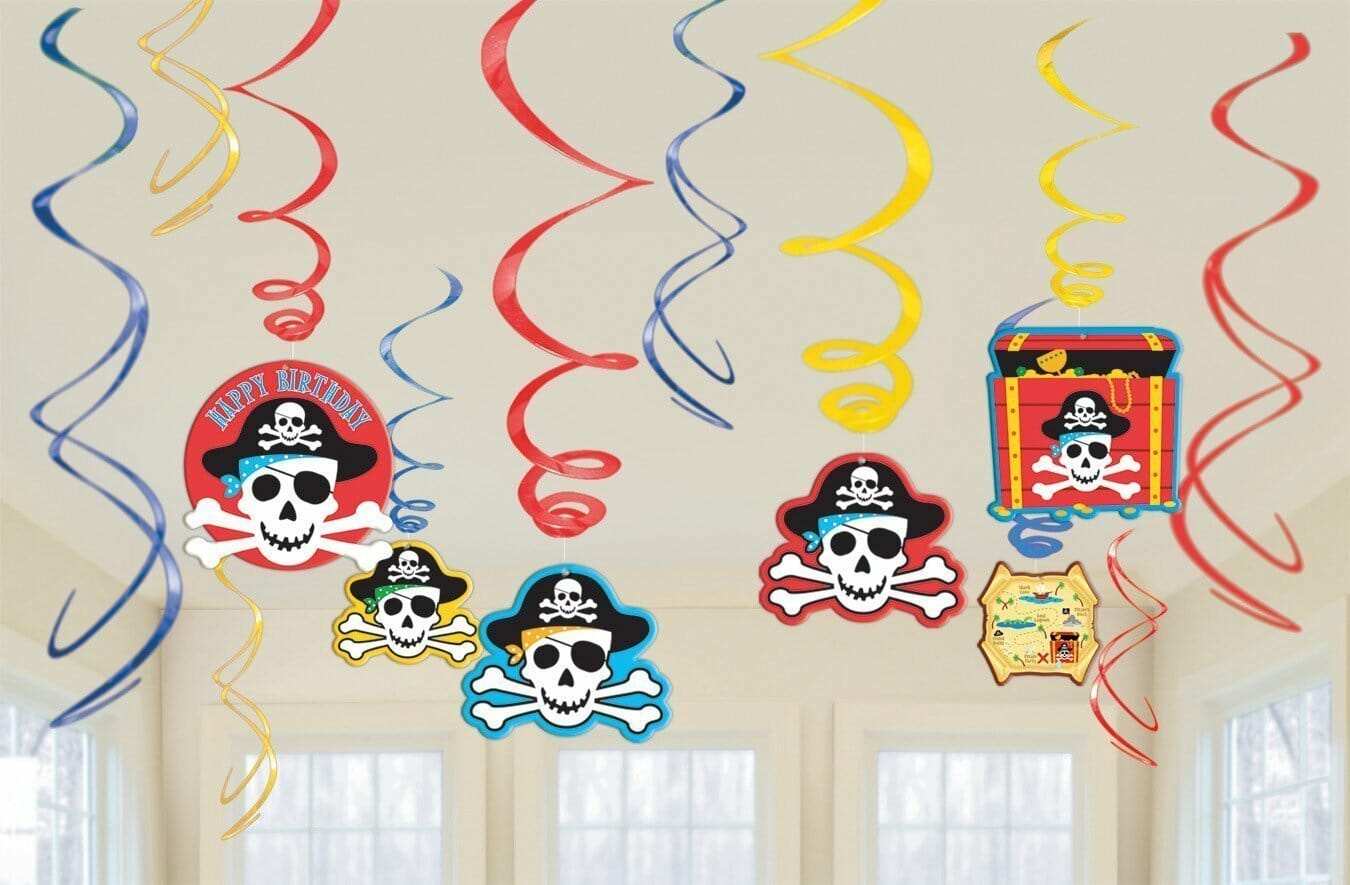 Pirates Treasure Hanging Swirl Decorations - 12pk