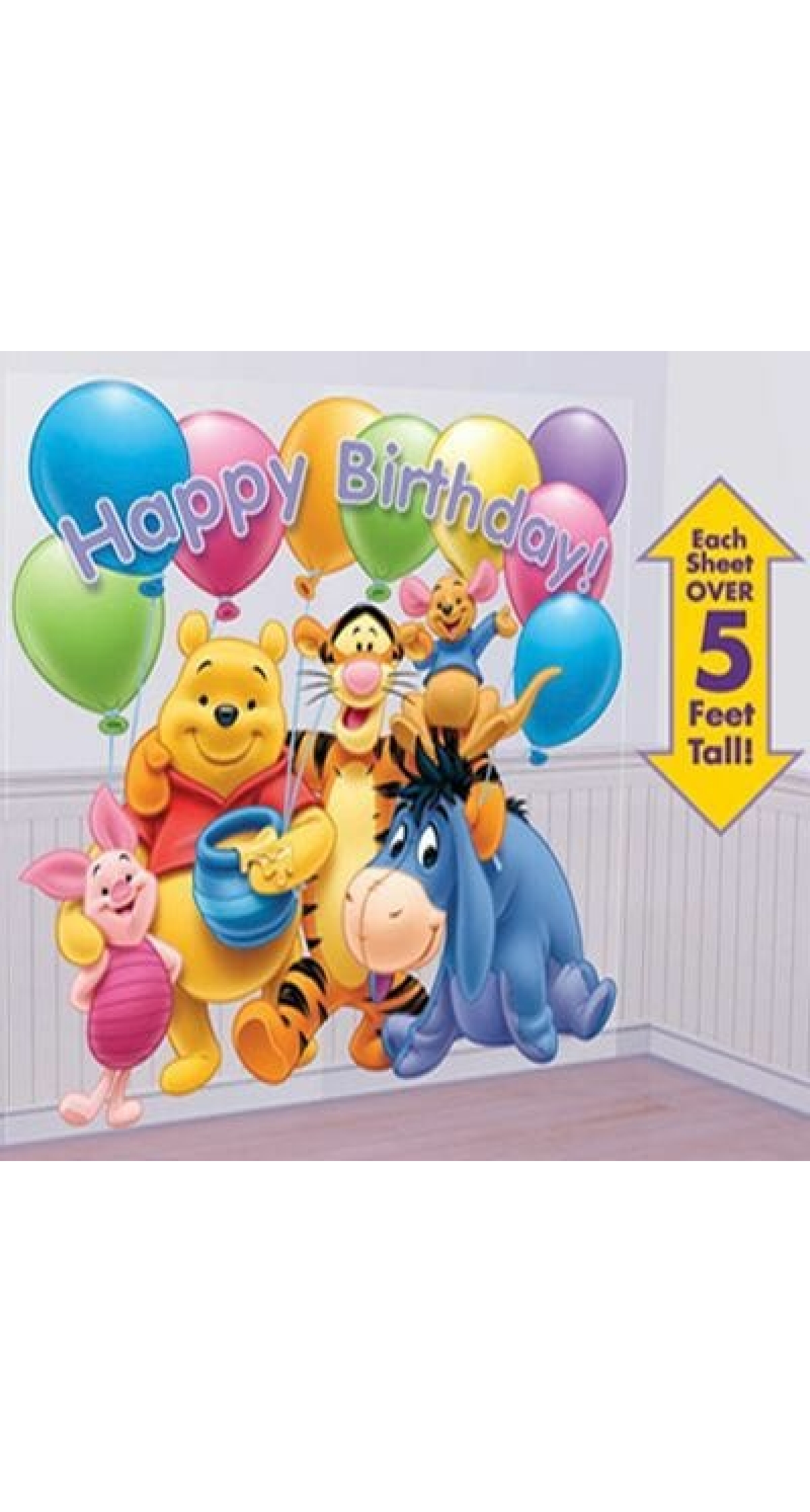 Winnie The Pooh Scene Setters Add-Ons Set 85cm x 165cm - Happy Birthday