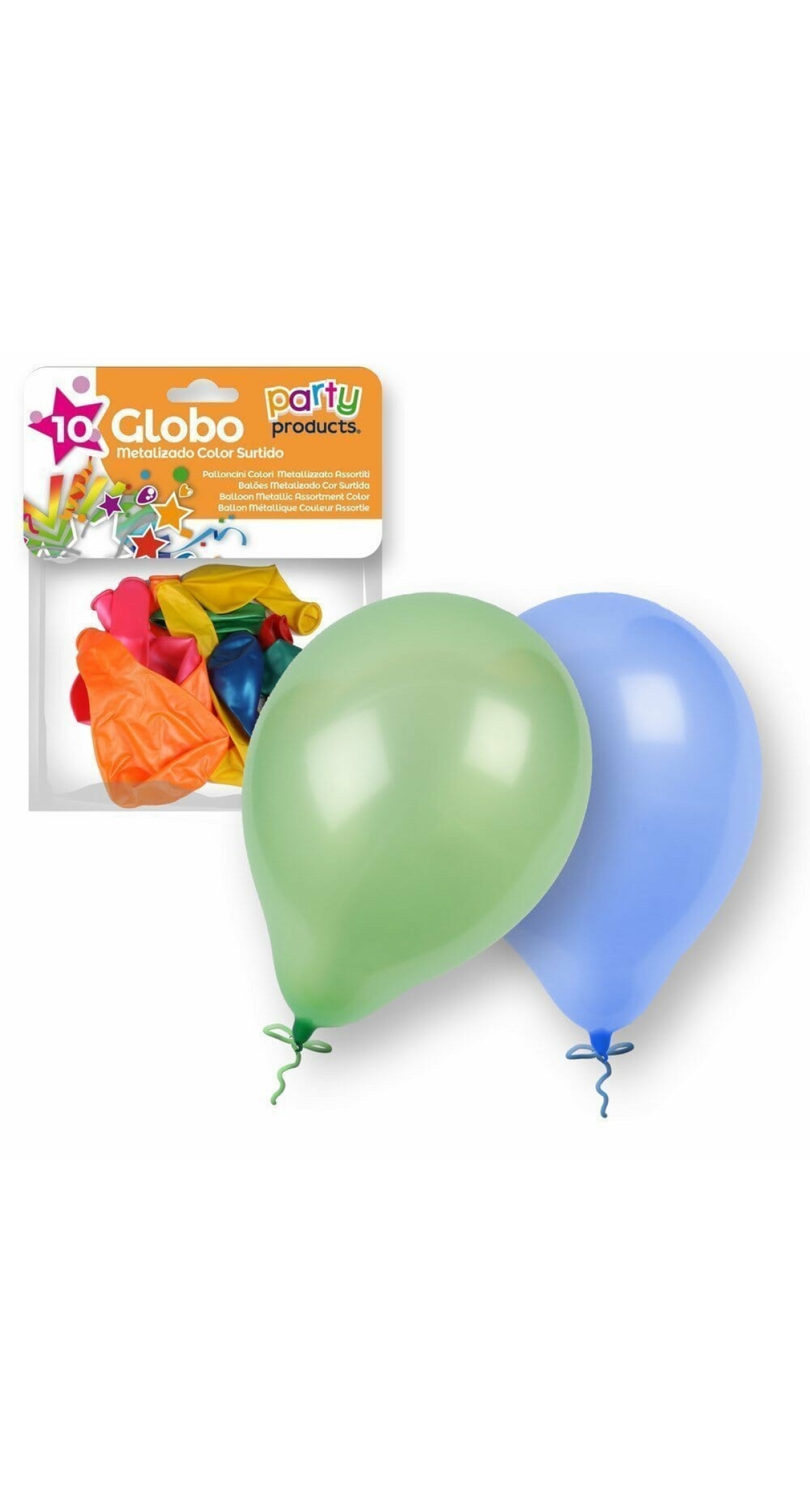 Latex Balloons 23cm (9 Inch) Metallic Assorted Colors - 10pk