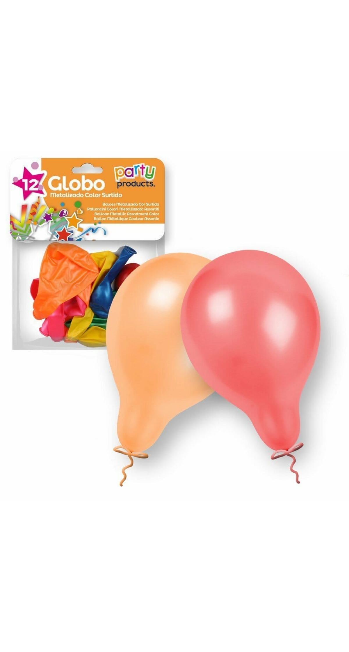 Latex Balloons 23cm (9 Inch) Metallic Assorted Colors - 12pk