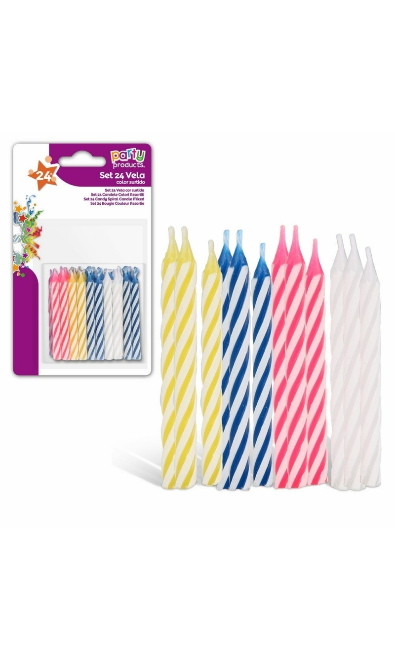 S/24 CANDY SPIRAL CANDLE MIXED
