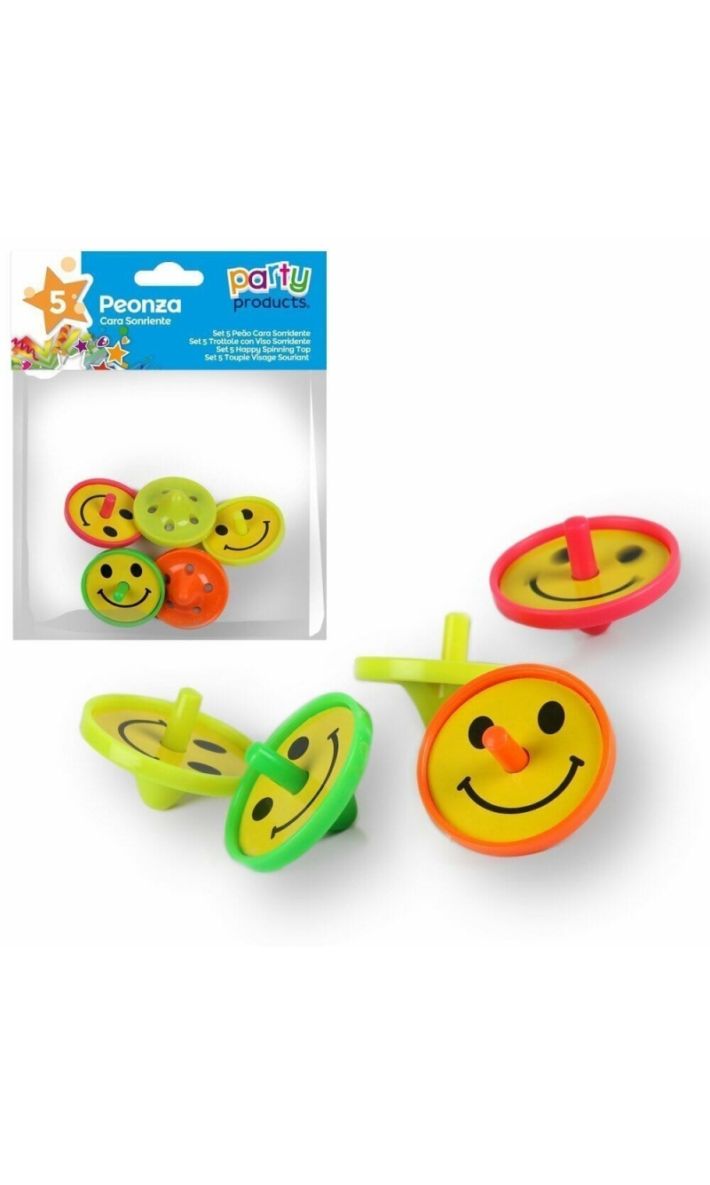 Party Favours / Pinata Happy Spinning Top - 5pk