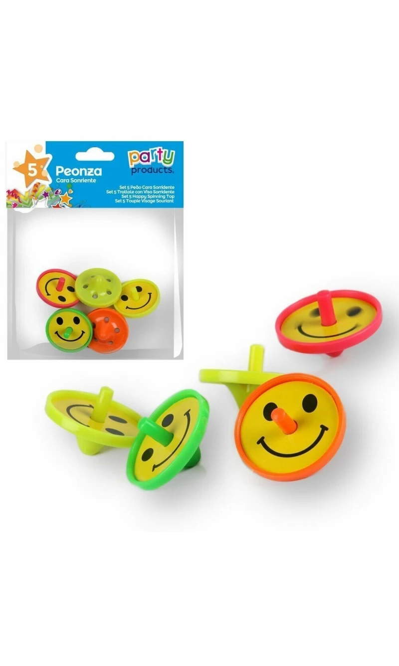 Party Favours / Pinata Happy Spinning Top - 5pk