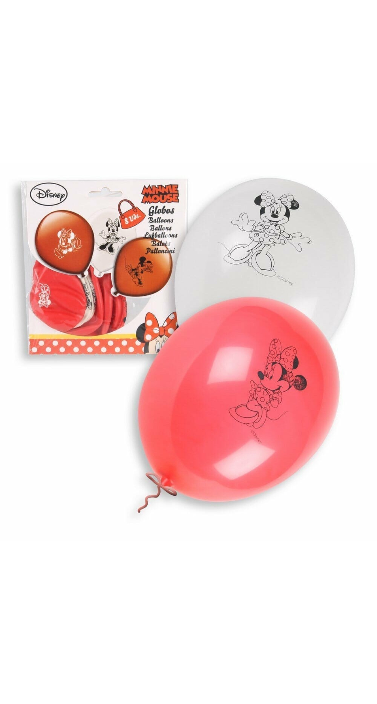 Latex Balloons 23cm (9 Inch) Minnie - 8pk