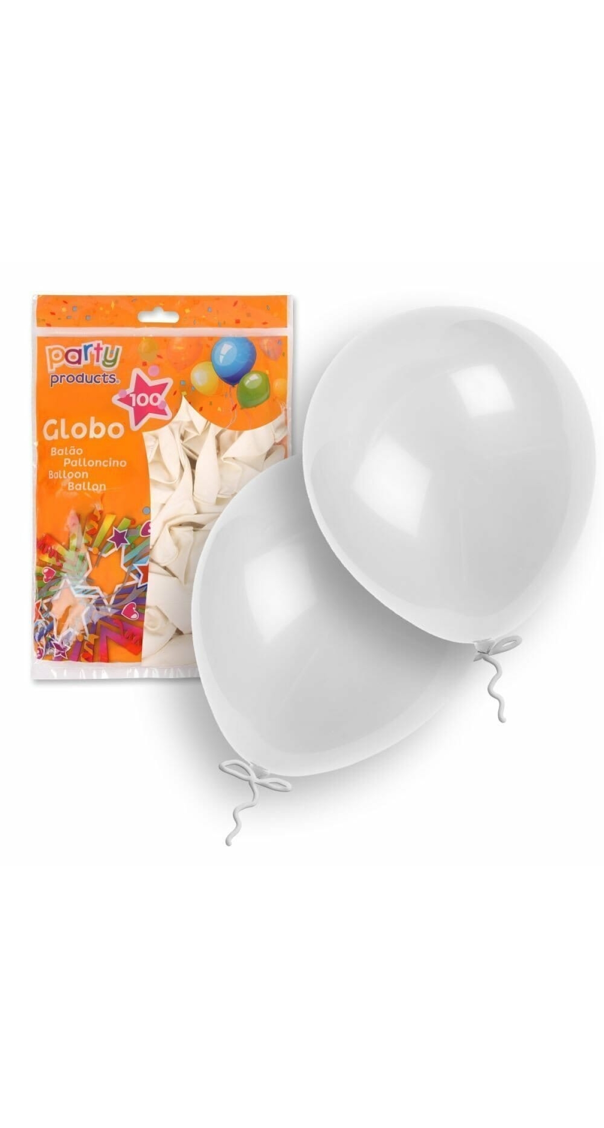 Latex Balloons 23cm (9 Inch) White - 100pk