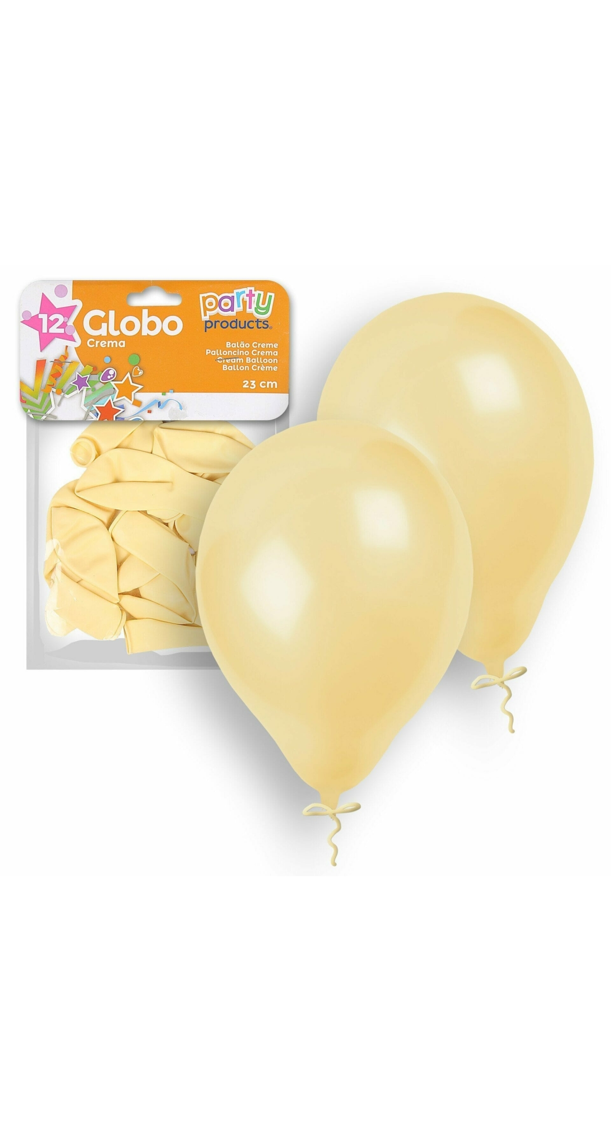 Latex Balloons 23cm (9 Inch) Cream - 12pk