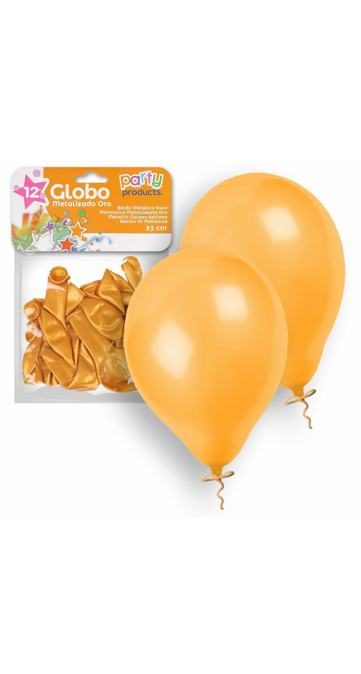 Latex Balloons 23cm (9 Inch) Metallic Gold - 12pk