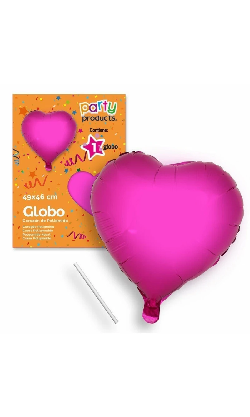 Polyamide Pink Heart Balloon + Stcik 49 X 46 cm