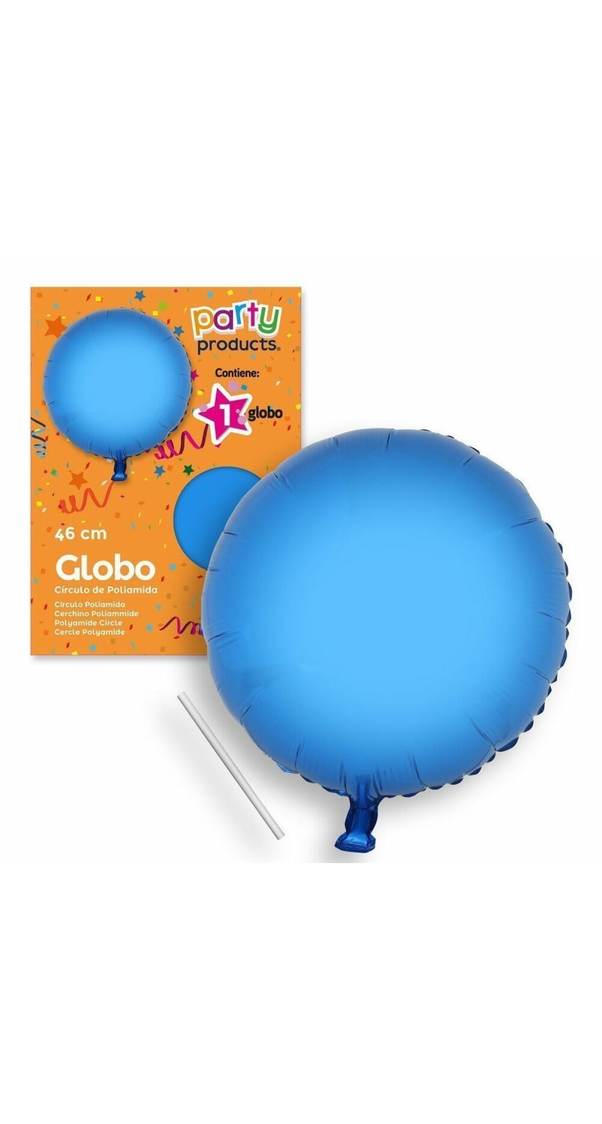 Polyamide Blue Circle Balloon + Stick 46 cm