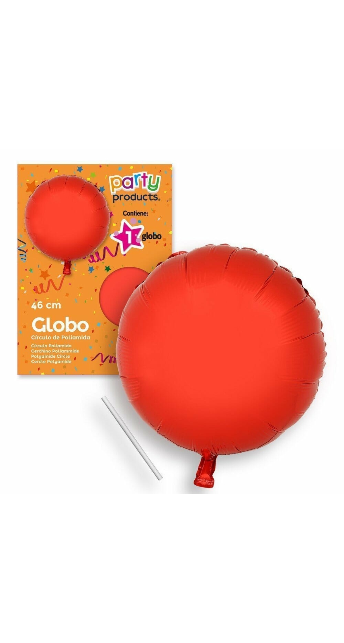 Polyamide Red Circle Balloon + Stick 46 cm