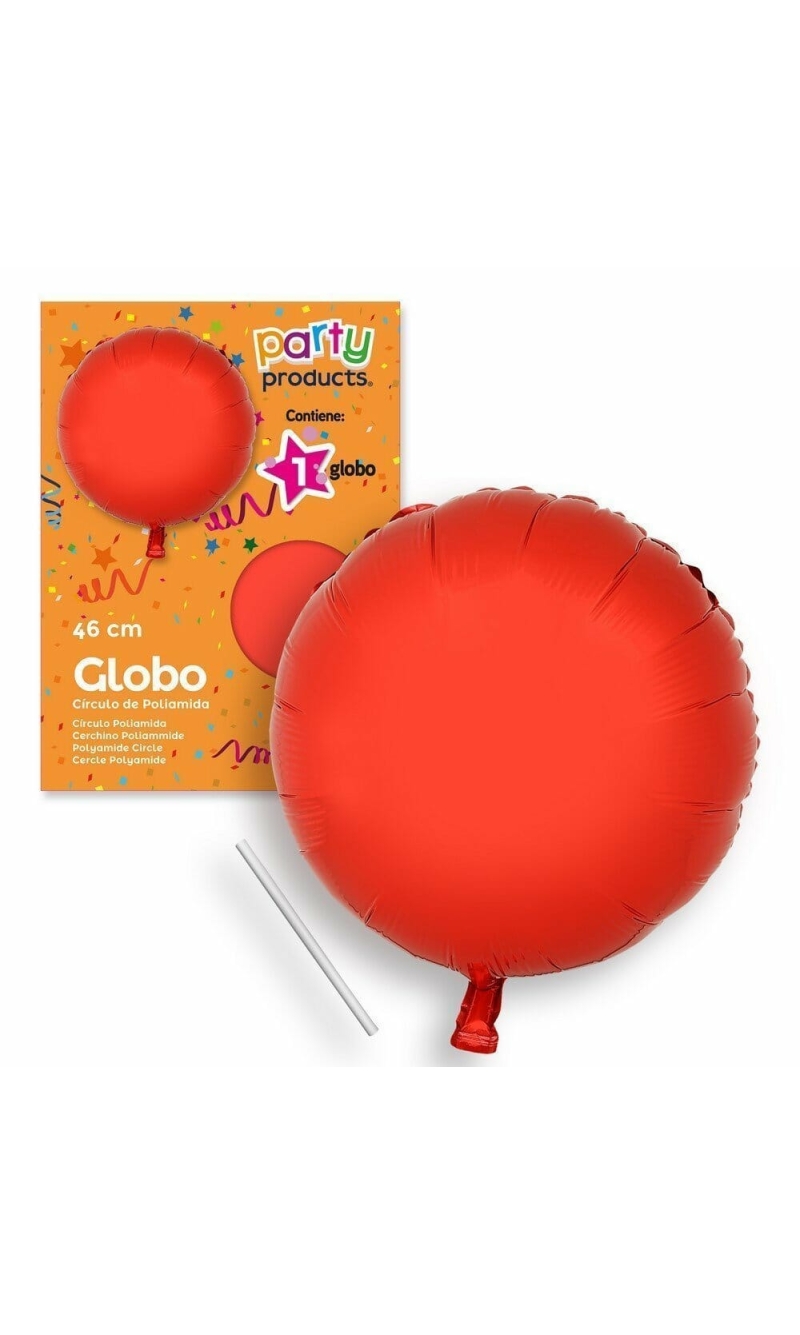 Polyamide Red Circle Balloon + Stick 46 cm
