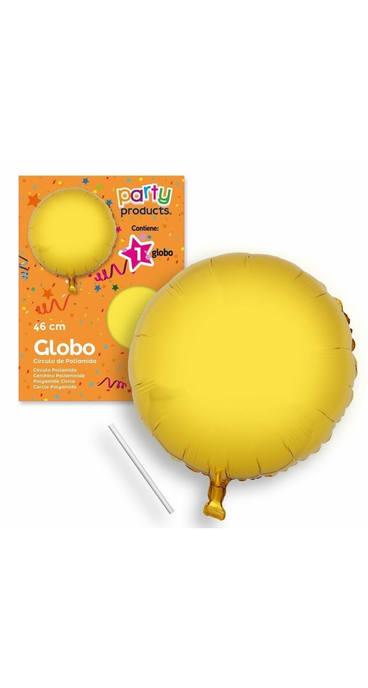 Polyamide Golden Circle Balloon + Stick 46 cm