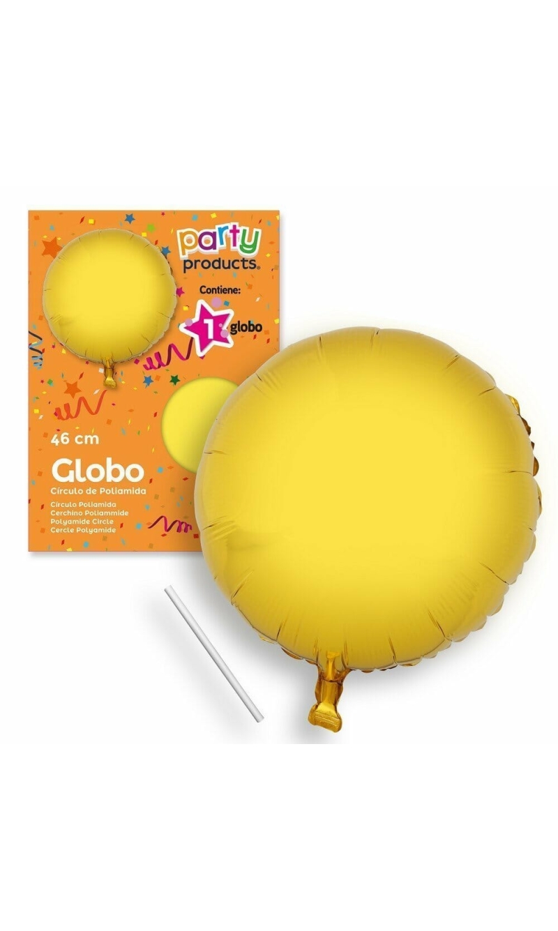 Polyamide Golden Circle Balloon + Stick 46 cm