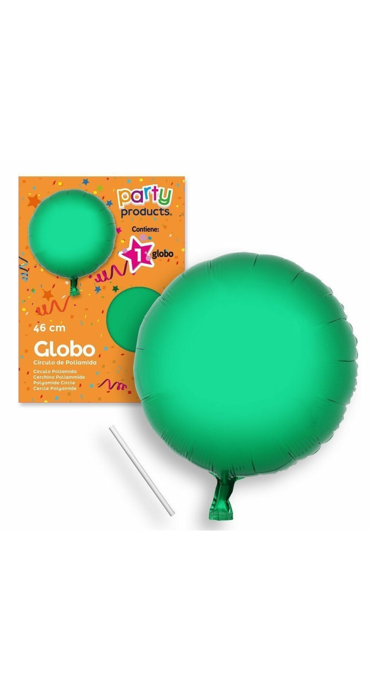 Polyamide Green Circle Balloon + Stick 46 cm