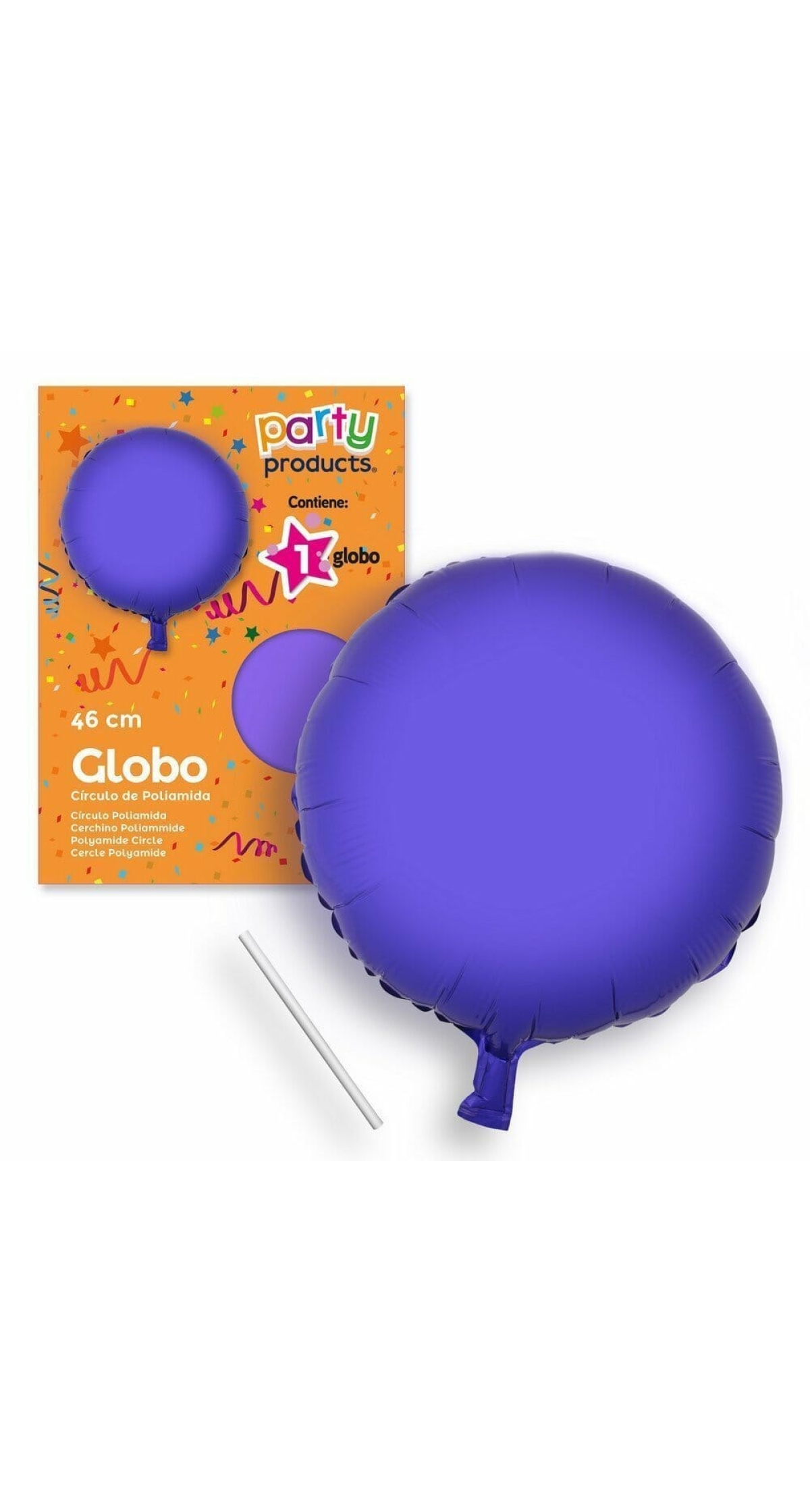 Polyamide Purple Circle Balloon + Stick 46 cm