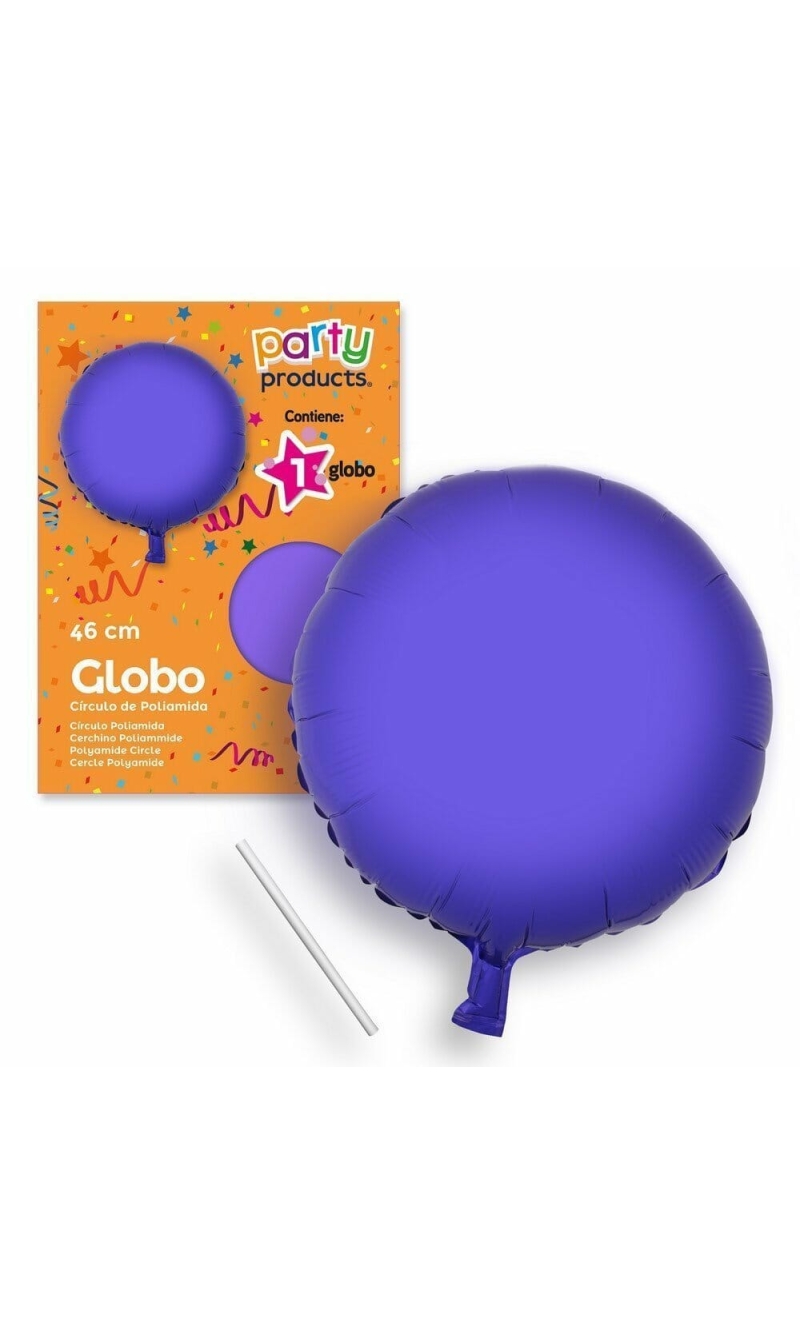 Polyamide Purple Circle Balloon + Stick 46 cm