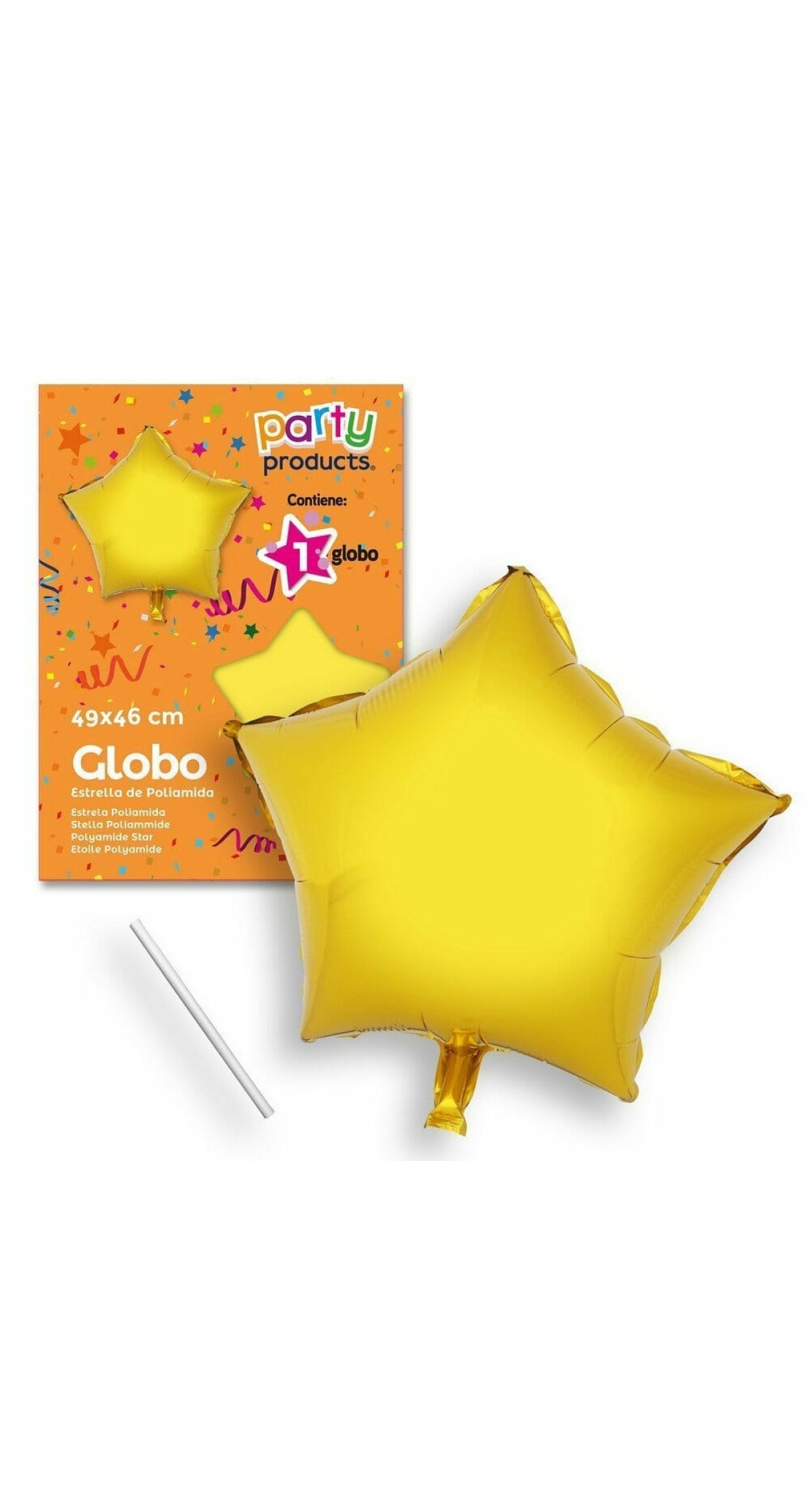 Polyamide Golden Star Balloon + Stick 49 X 46 cm