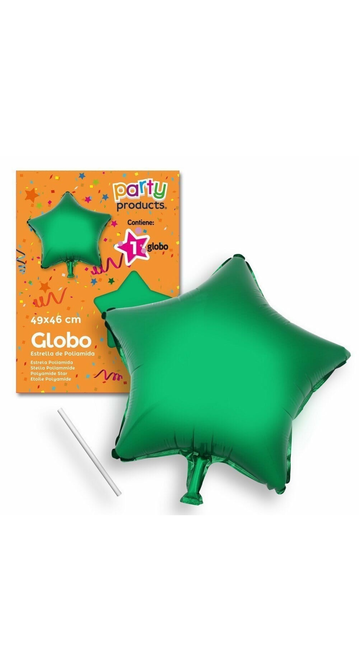 Polyamide Green Star Balloon + Stick 49 X 46 cm