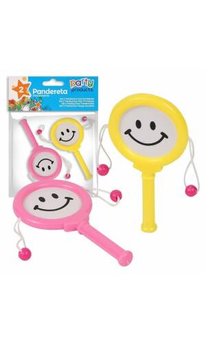 Smiley Face Tambourine - 2pk