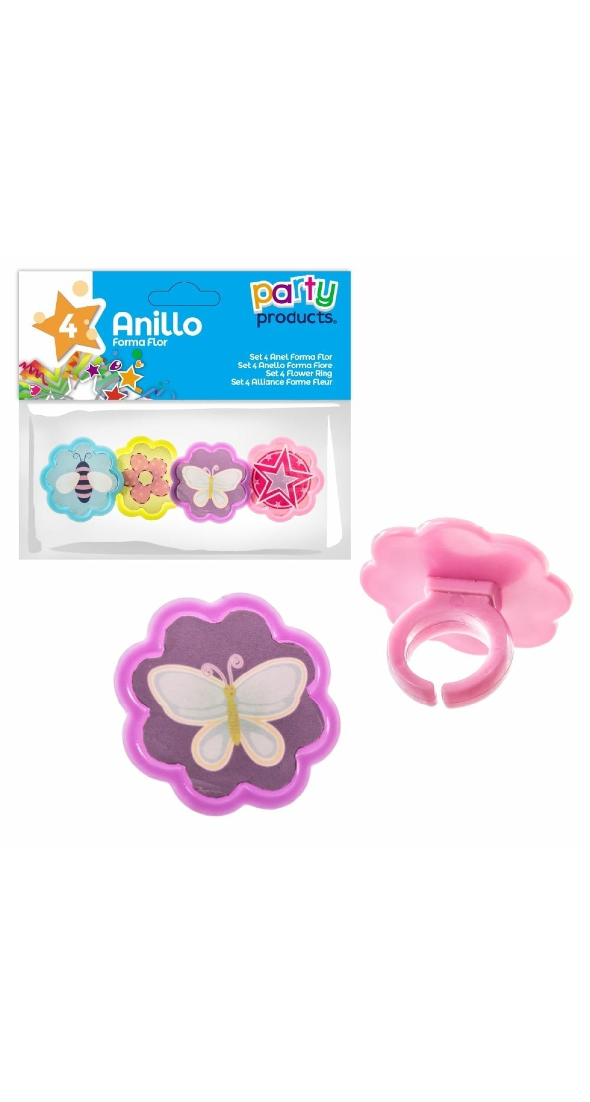 Party Favours / Pinata Flower Ring - 4pk