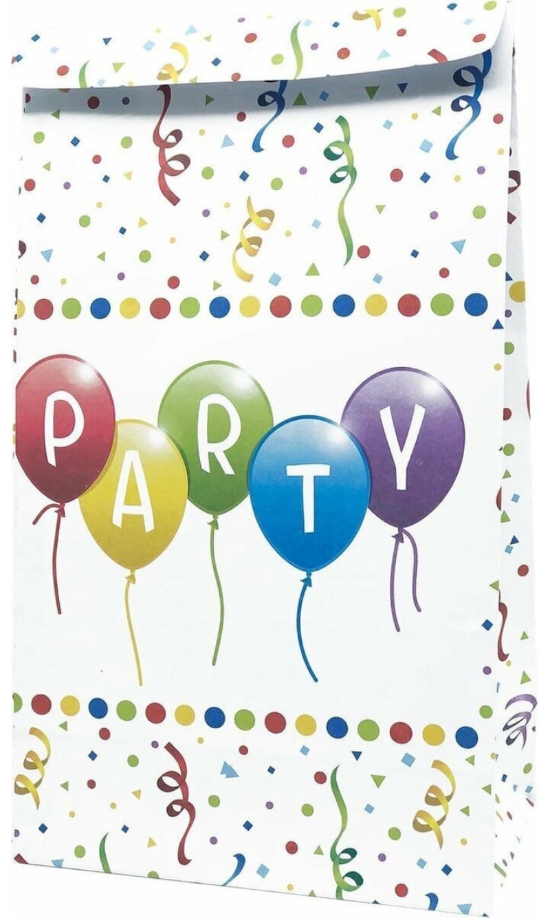 Happy Birthday Streamers Paper Party Bags - 4pk