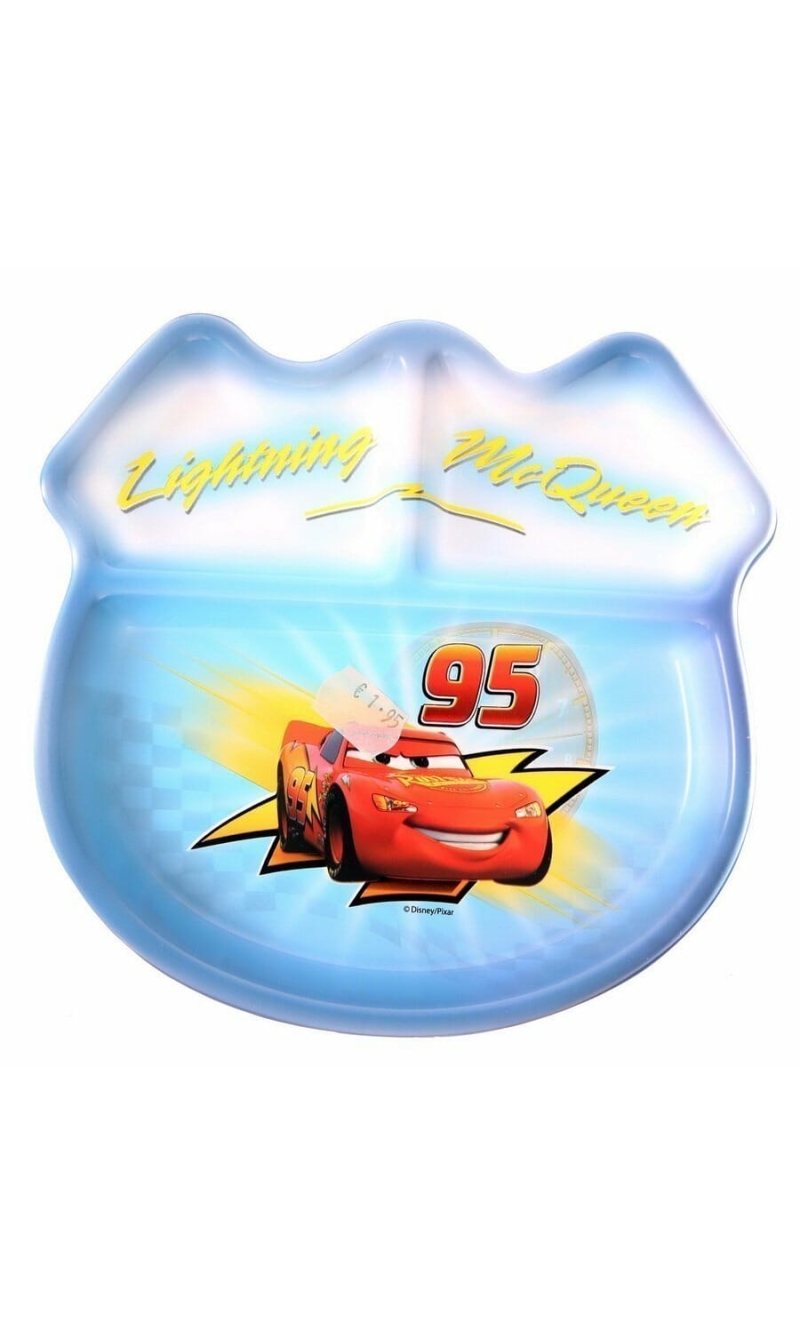 Cars Lightning Mc Queen Plastic 3 Section Plate - 19cm x 20cm