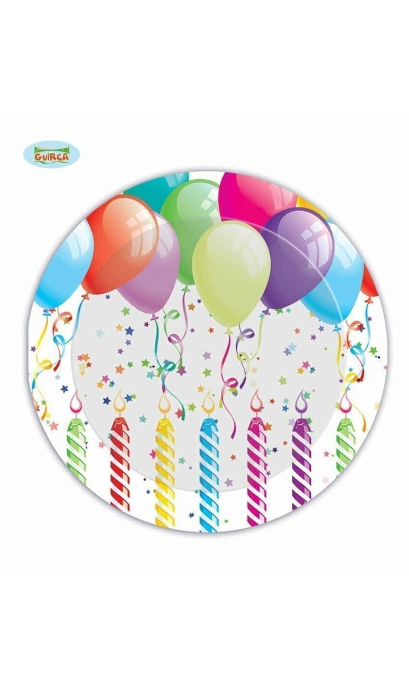 Balloons & Candles Paper Plates 23cm - 8pk