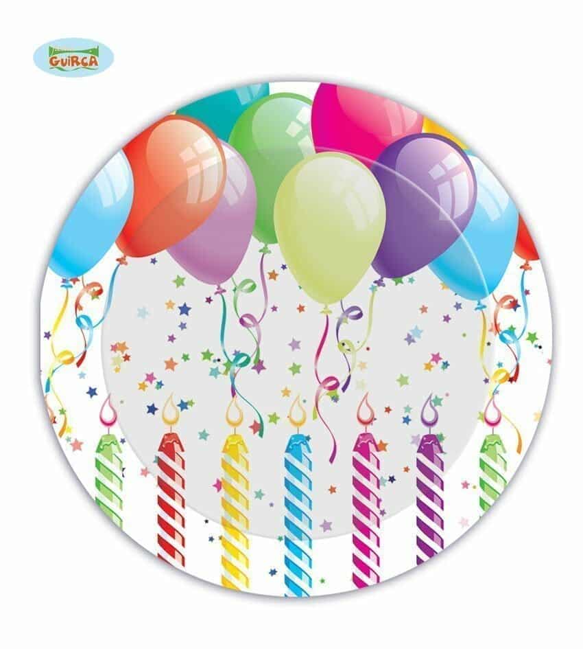 Balloons & Candles Paper Plates 23cm - 8pk