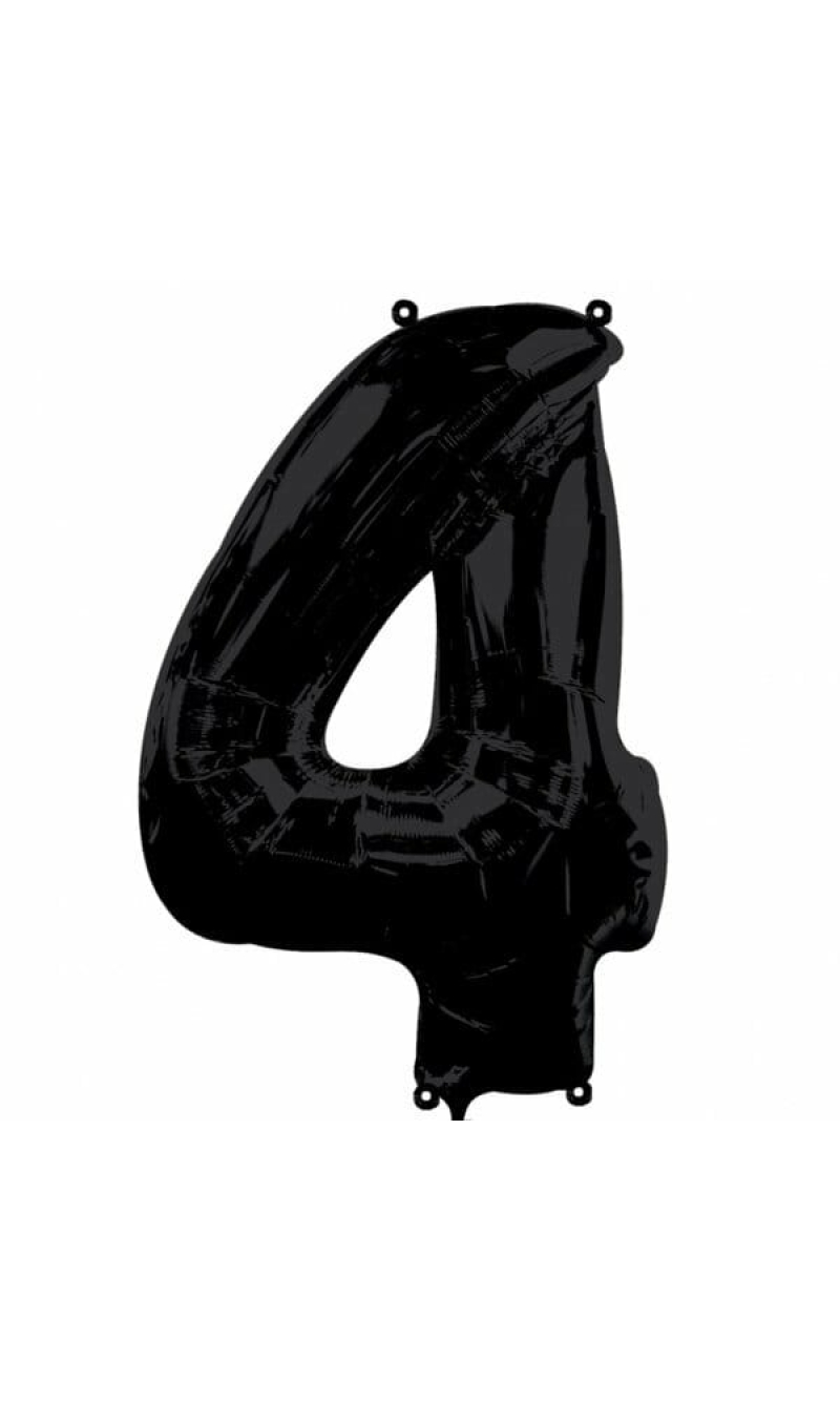Black Number " 4 " Foil Balloon 34''