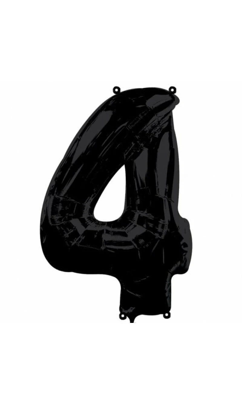 Black Number " 4 " Foil Balloon 34''