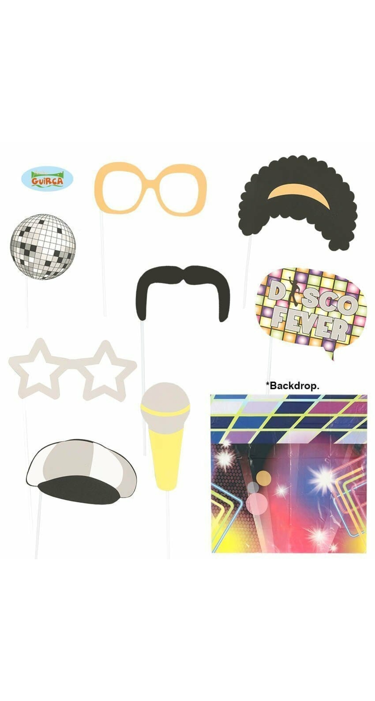 Photo Booth Props Disco Theme - 9pc