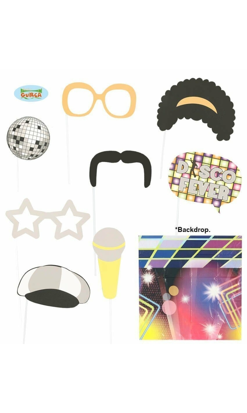 Photo Booth Props Disco Theme - 9pc
