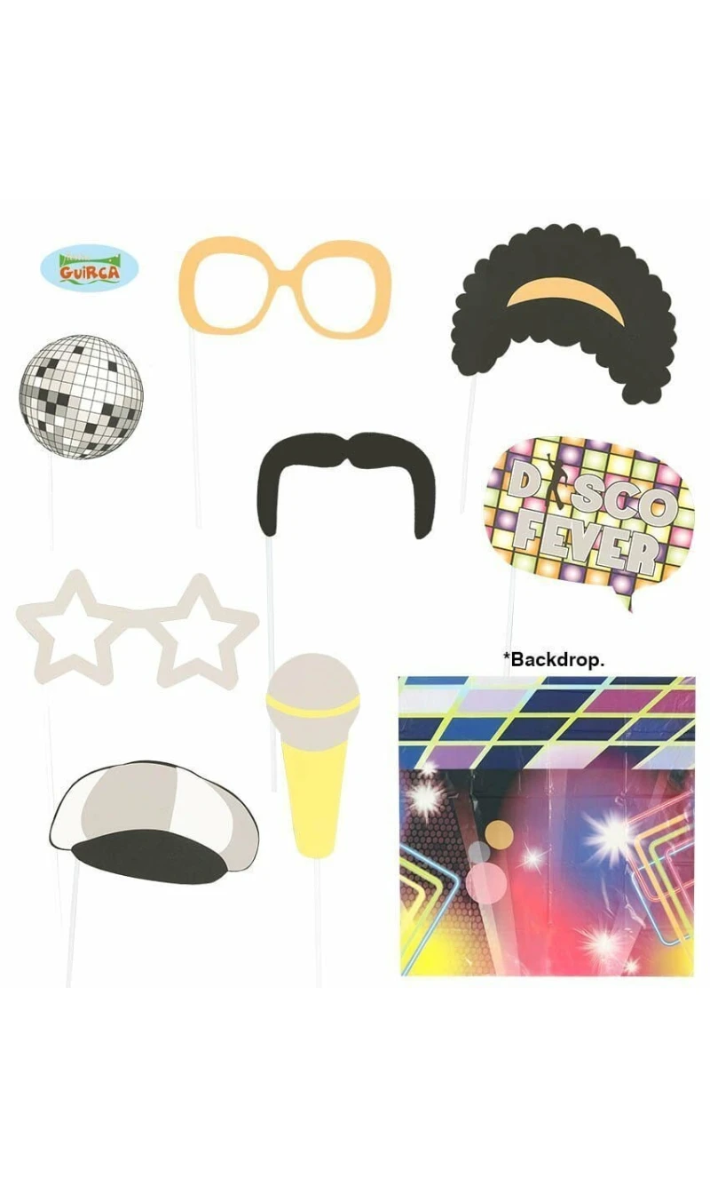 Photo Booth Props Disco Theme - 9pc