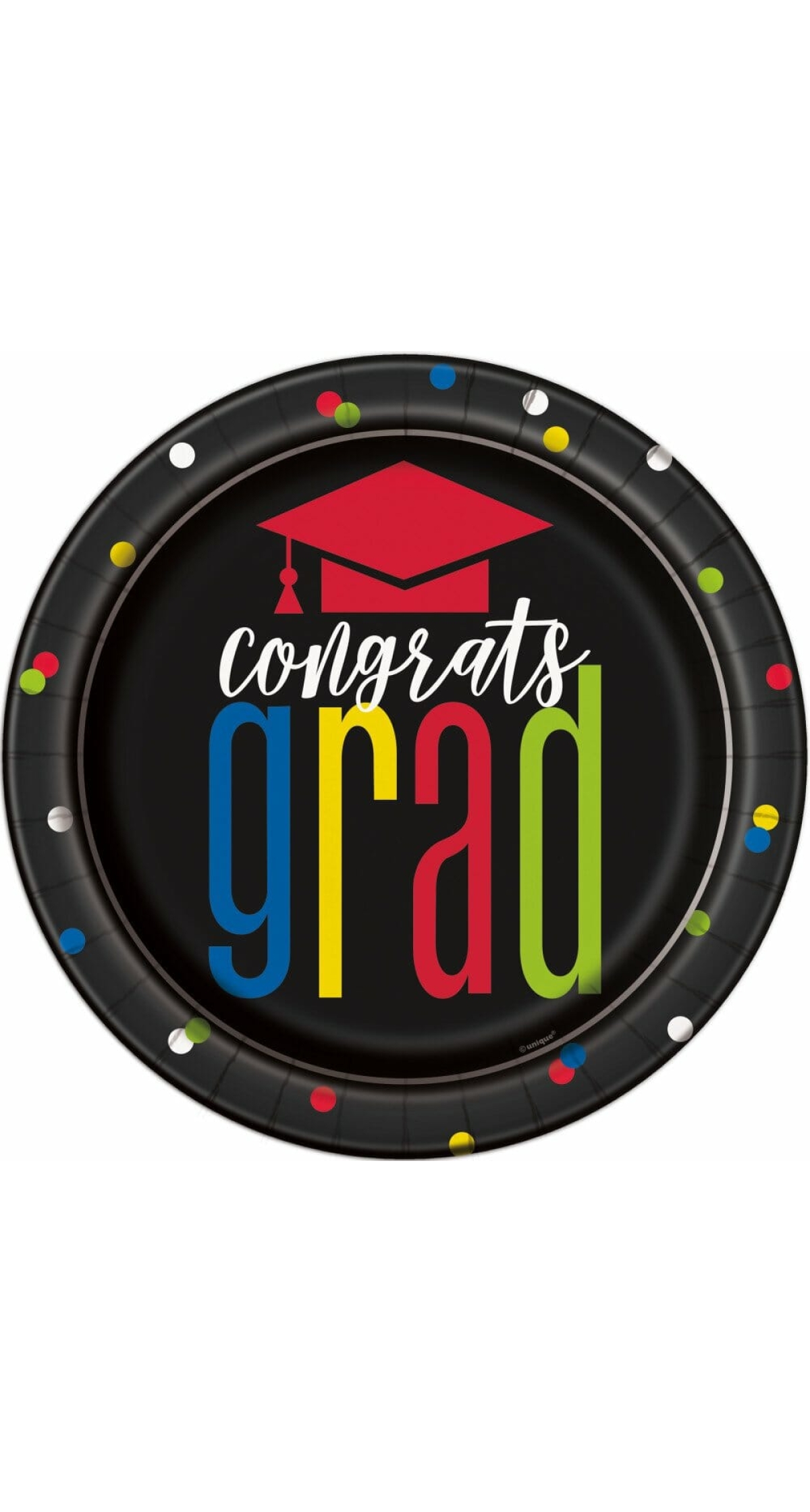 Colorful Cap Grad Round 9 Inch Dinner Plates - 8pk
