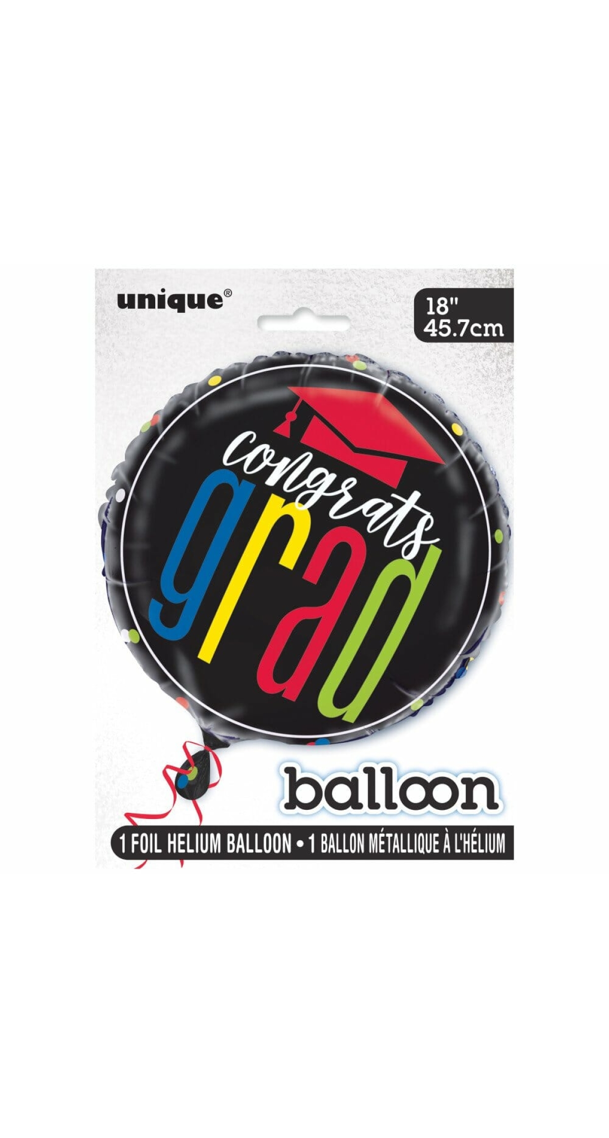 Colorful Cap Grad Round Foil Balloon 18 Inch