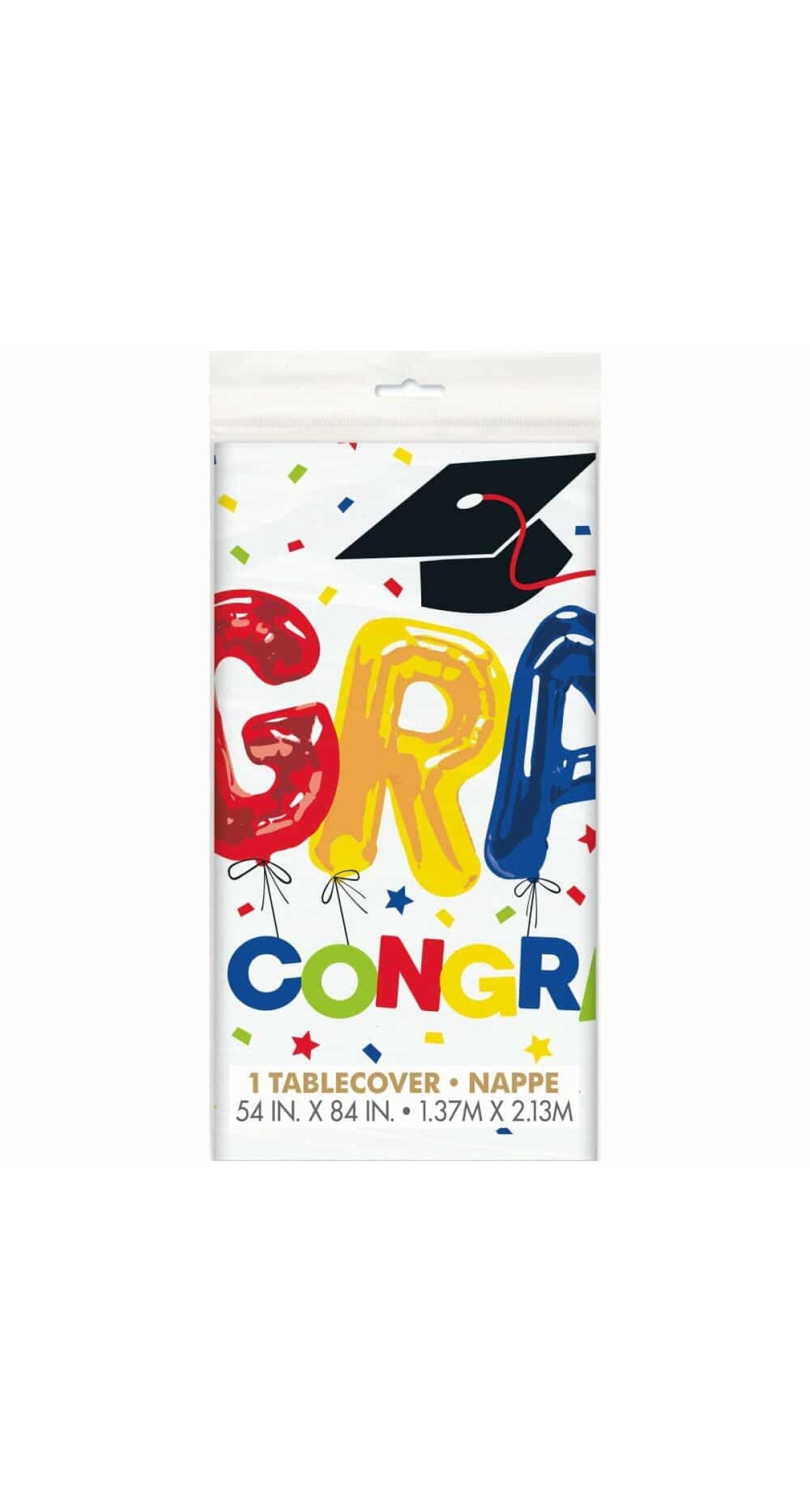 Letter Balloon Grad Repkangular Plastic Table Cover - 54 Inchx84 Inch